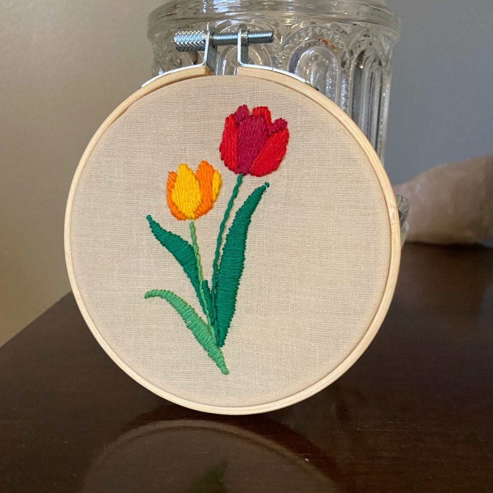 Handmade tulip embroidery